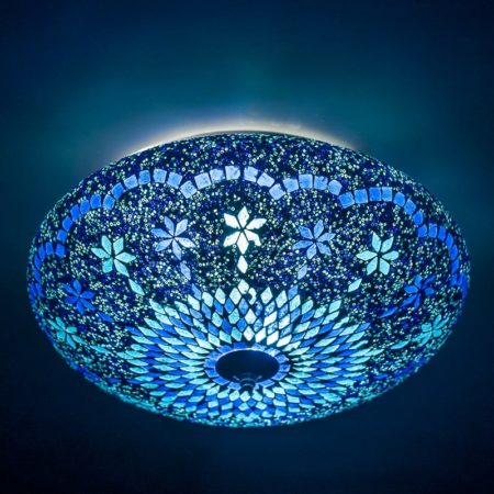 Orientalische Deckenleuchte, Mosaik und Filigran, blau