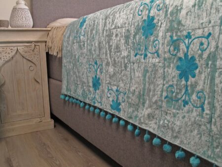 Orientalische Tagesdecke Sundar Blue | Orientalische Tagesdecke | Schlafzimmerteppich | Plaid | Orientalisches Interieur