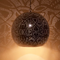 Orientalische Hängelampe | Filigran | Weißgold Arabische Lampe | Löcher Lampe | Metall Orientalische Lampen