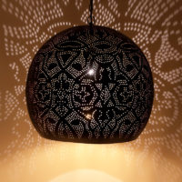 Orientalische Hängelampe | Filigran | Arabische Lampe | Marokkanische Beleuchtung Löcher Lampe | Orientalische Lampen Schwarz / gold Kostenlose Lieferung