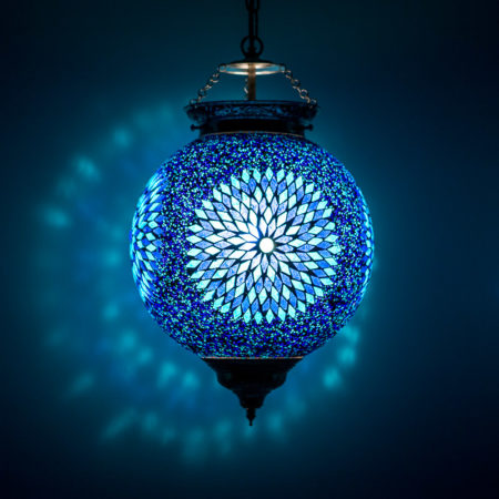 Orientalische Hängelampe | Marokkanische Lampe Mosaik | Blau Östliche Beleuchtung