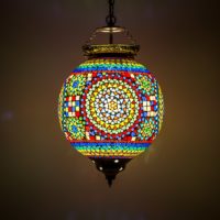 Mosaik Hängelampe traditionell | Orientalische Hängelampe | Multi Farbe | Gartenbeleuchtung Orientalisches Interieur