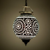 Mosaik Hängelampe | Orientalische Lampe Schwarz / weiß Marokkanische Lampen Orientalisches Interieur
