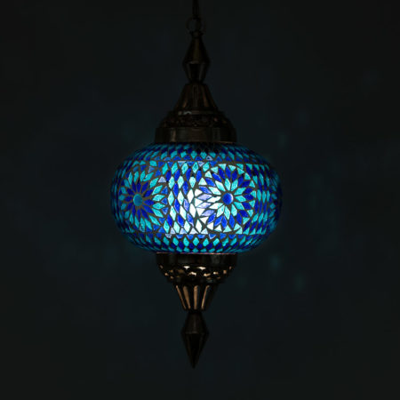 Orientalische Hängelampe | Mosaik | Blau Marokkanische Lampe Laterne