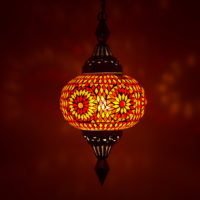 Mosaik Hängelampe Kürbis rot orange | Orientalische Lampe