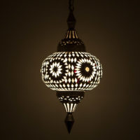 Oosterse mozaiek hanglamp | Zwart wit | Marokkaanse lampen | Pompoen