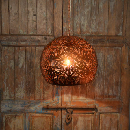 Oosterse lamp | Vintage koper | Eettafellamp | Marokkaanse lampen | Gaatjes lamp | Metalen lamp | Oosterse lampen