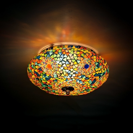 Oosterse plafondlamp | Kleurrijk mozaïek en triangles | Marokkaanse lamp | Arabische lampen