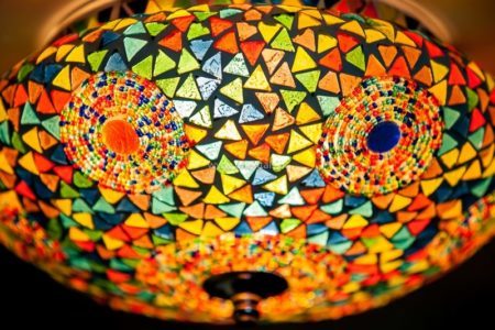 Oosterse plafondlamp | Marokkaanse lampen | Glasmozaïek | Plafonnières | Arabische lampen