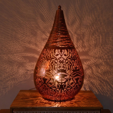 Orientalische Tischlampe | Vintage Kupfer Filigran | Marokkanische Lampe Arabisches Interieur