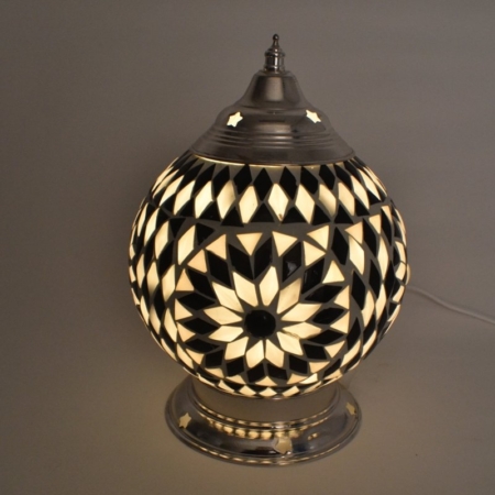 Orientalische Tischlampe türkisches Design Farbe: Schwarz/Weiß Design: Türkisches Design Höhe: 25cm Durchmesser: Ø 25cm CE Kennzeichnung