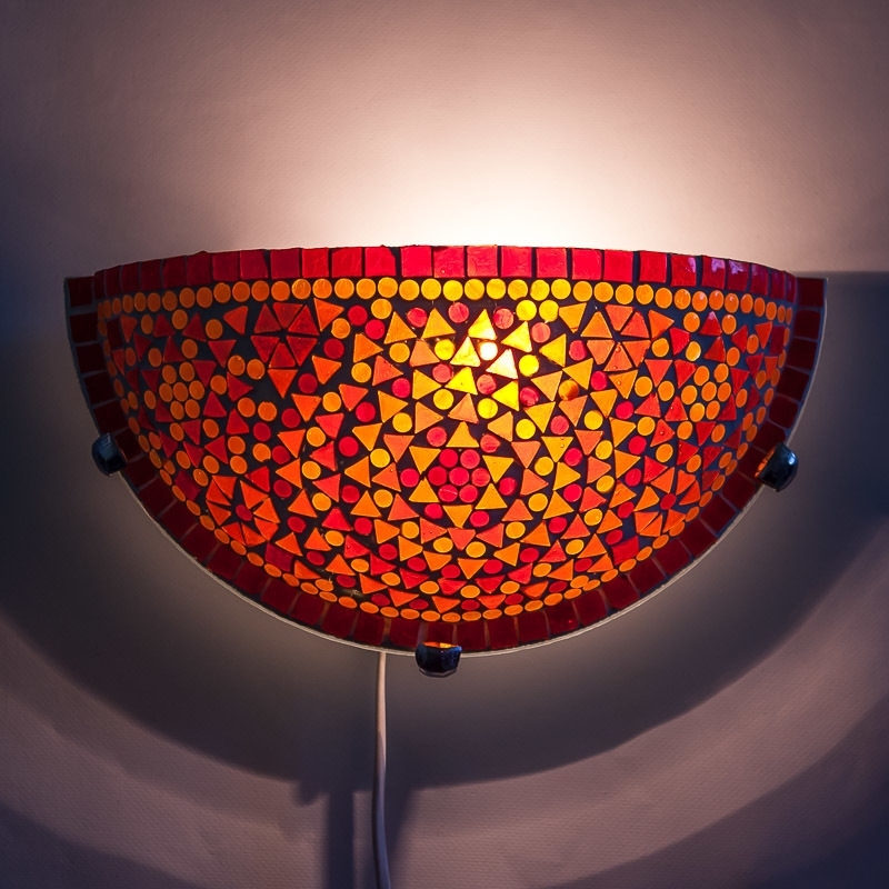 Rood|Oranje|Wandlamp|Mozaiek|Oosterse|Lamp