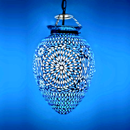 Orientalische Hängelampe Papaya blau | Orientalische lampen