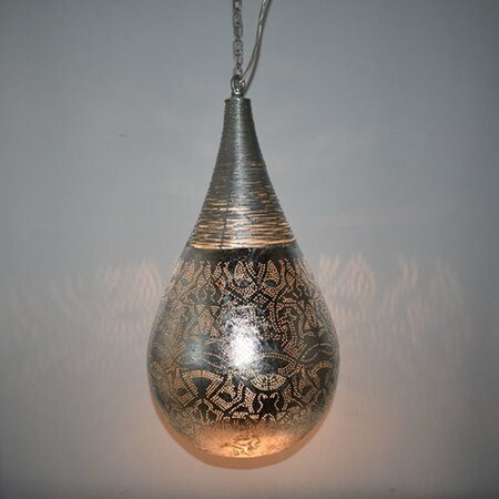 Orientalische Hängelampe Drop & Wire Vintage Silber | Orientalische Lampen | Vintage Silber | Arabische Lampe | Online Arabische Lampe