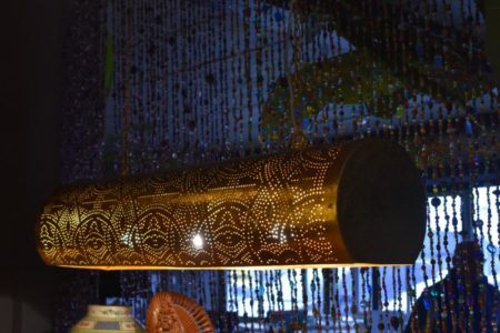 Orientalische Hängelampe filigran horizontal Vintage Gold | Orientalische lampen