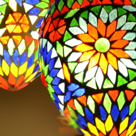 Orientalische Lampe 5 Kugel Papaya Mosaik