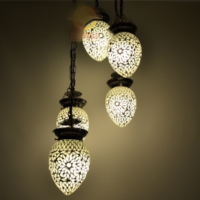 Orientalische Lampe 5 Kugel Papaya Transparentes Mosaik