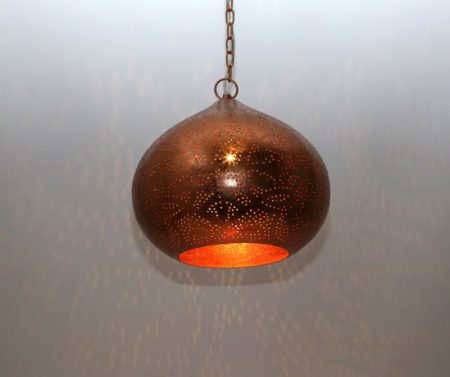 orientalische Hängelampe filigraner Stil - Kürbis - Vintage Kupfer Orientalische Lampen für jedes Interieur. Schöne orientalische Beleuchtung online