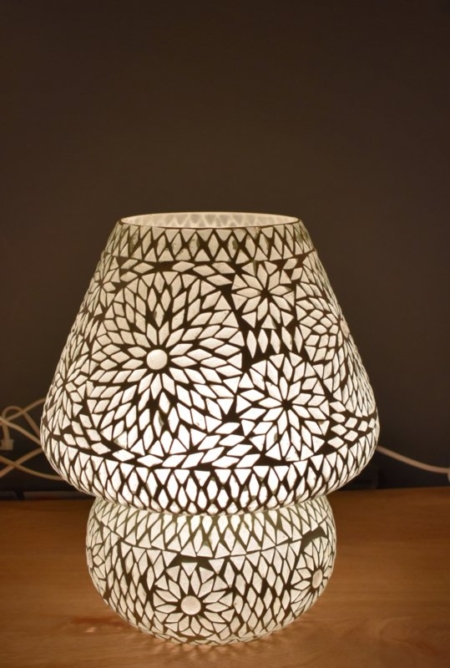 Orientalische Tischlampe Mosaik Pilz transparent