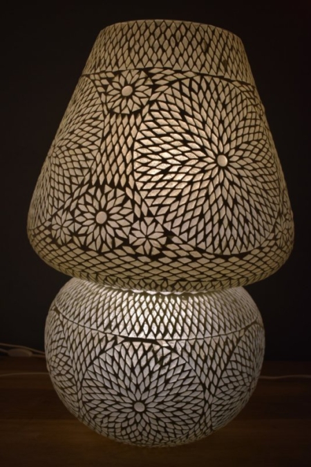 Orientalische Tischlampe Mosaik Pilz transparent 60 cm