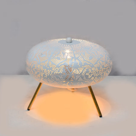 Orientalische Tischlampe Ufo Vintage Weiß/Gold