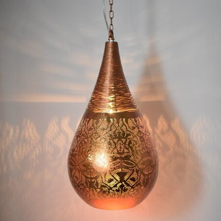 Orientalische filigrane Hängelampe Tropfenform mit Draht Vintage Kupfer | Oriental lampe